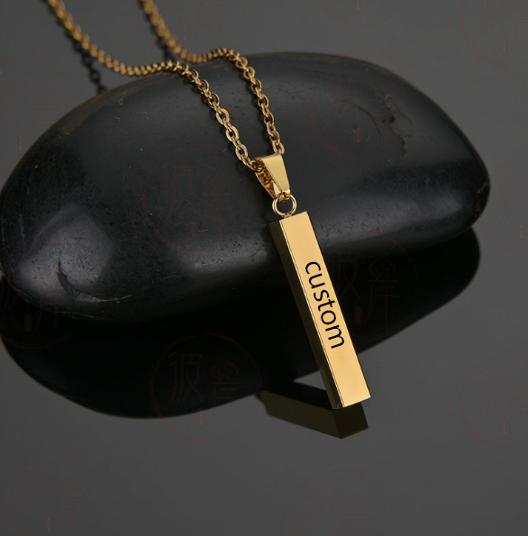 Stainless steel polished surface cubic column pendant necklace