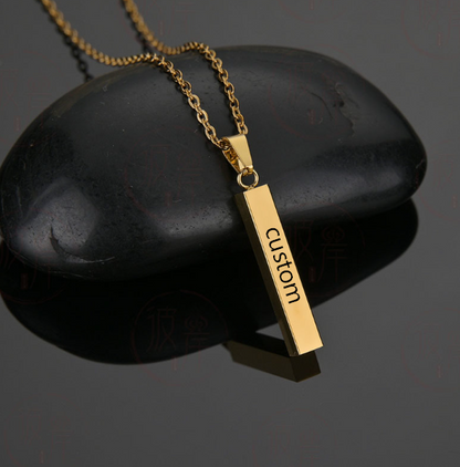 Stainless steel polished surface cubic column pendant necklace