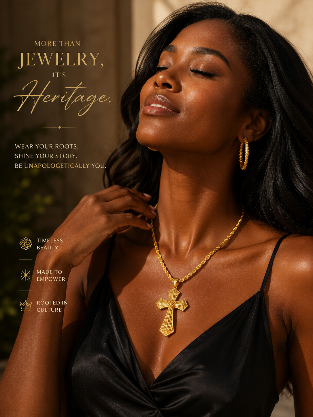 Ethiopian Cross Pendant Twisted Chain for Women Man African Wedding Party Gold Color Eritrea Jewelry Cross Gift