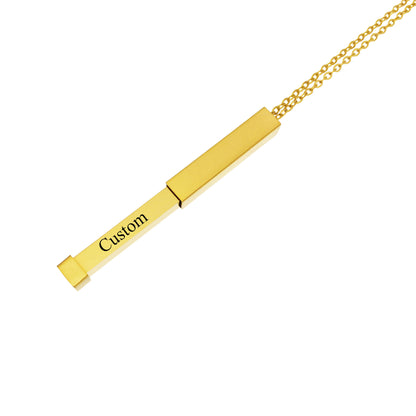 Stainless steel cube column pendant hidden engraved up and down pull-pull necklace accessories wholesale