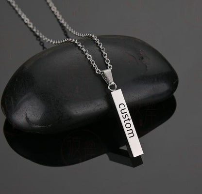 Stainless steel polished surface cubic column pendant necklace