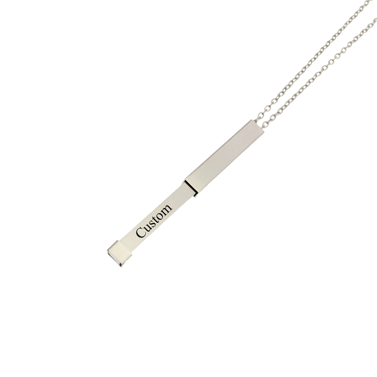 Stainless steel cube column pendant hidden engraved up and down pull-pull necklace accessories wholesale