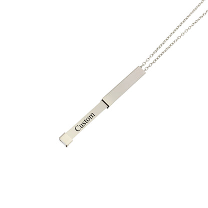 Stainless steel cube column pendant hidden engraved up and down pull-pull necklace accessories wholesale
