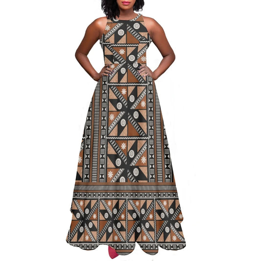 Sleeveless Casual Ethiopian Dress Traditional Women Print on Demand Custom Long Maxi Waist Tank A-line Skirt Ladies