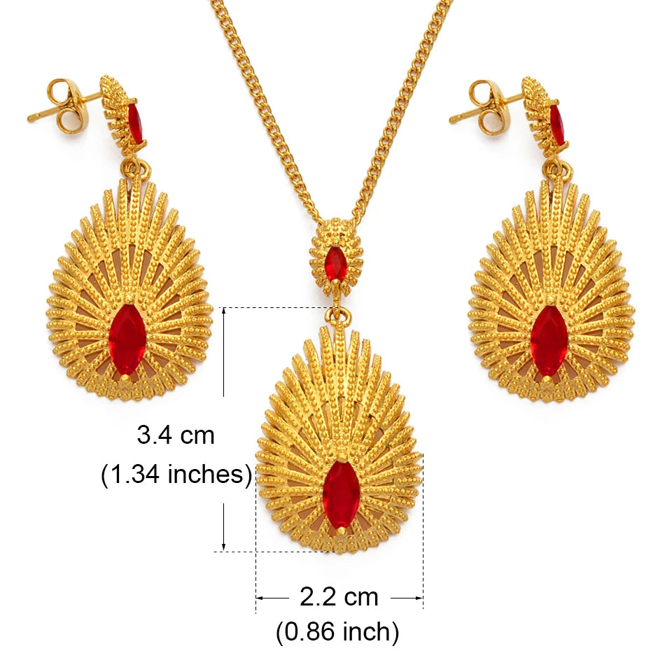 Wholesale African Necklace Earrings Jewelry sets Habesha Ethiopian Jewellery Gold Color Bridal Wedding Products