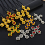 Ethiopian Cross Pendant and Black Rope For Women  Silver Color/Gold Color African Jewelry Eritrean Married