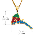 Eritrea Map Flag Pendant Thin Necklaces for Women  Gold Color Jewelry African Map of Eritrean