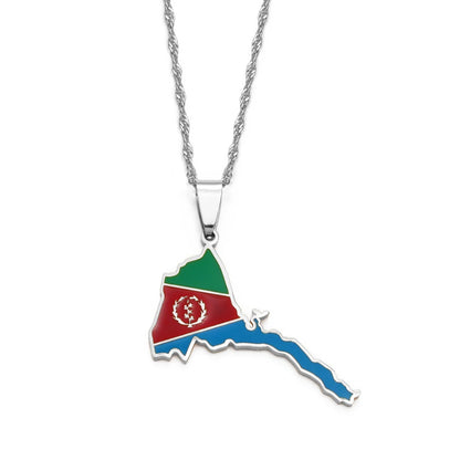 Eritrea Map Flag Pendant Thin Necklaces for Women  Gold Color Jewelry African Map of Eritrean