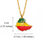 4.7CM Ethiopian Map Flag Pendant Necklace for Women Men Gold Color Ethiopia Jewelry Map Chains