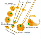 Ethiopian Jewelry set Gold Color Green Stone With Hair Piece Hair Pin Women Fashion Eritrea Habesha African