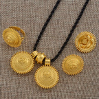 Ethiopian set Jewelry Pendant Rope Earring Ring Gold Color Eritrea Africa Wedding Engagement sets Habesha