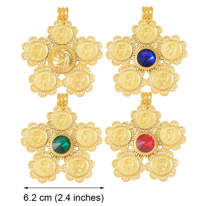Ethiopia Coins Jewelry Arab Pendant Necklaces Women Ethiopian Wedding Eritrea African Gold Color Coin Jewellery