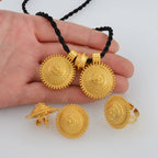 Ethiopian set Jewelry Pendant Rope Earring Ring Gold Color Eritrea Africa Wedding Engagement sets Habesha