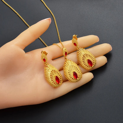 Wholesale African Necklace Earrings Jewelry sets Habesha Ethiopian Jewellery Gold Color Bridal Wedding Products