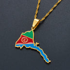 Eritrea Map Flag Pendant Thin Necklaces for Women  Gold Color Jewelry African Map of Eritrean