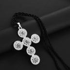 Ethiopian Cross Pendant and Black Rope For Women  Silver Color/Gold Color African Jewelry Eritrean Married