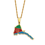 Eritrea Map Flag Pendant Thin Necklaces for Women  Gold Color Jewelry African Map of Eritrean