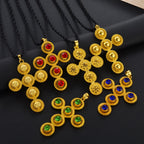 Ethiopian Cross Pendant and Black Rope For Women  Silver Color/Gold Color African Jewelry Eritrean Married