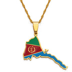 Eritrea Map Flag Pendant Thin Necklaces for Women  Gold Color Jewelry African Map of Eritrean