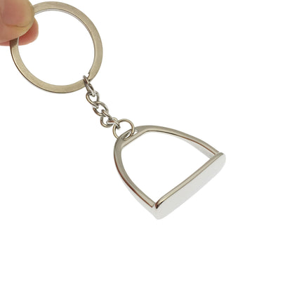 Stainless steel seirrup charm keychain gift for equestian fans custom laser engraved for text&organization logo