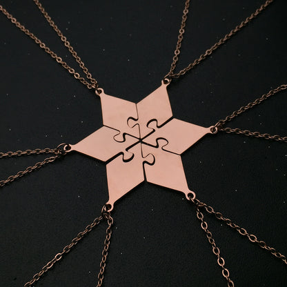 Titanium steel detachable star puzzle necklace &keychain Multi-Person friendship jewelry Custom Engravable