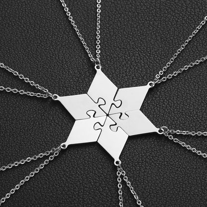 Titanium steel detachable star puzzle necklace &keychain Multi-Person friendship jewelry Custom Engravable