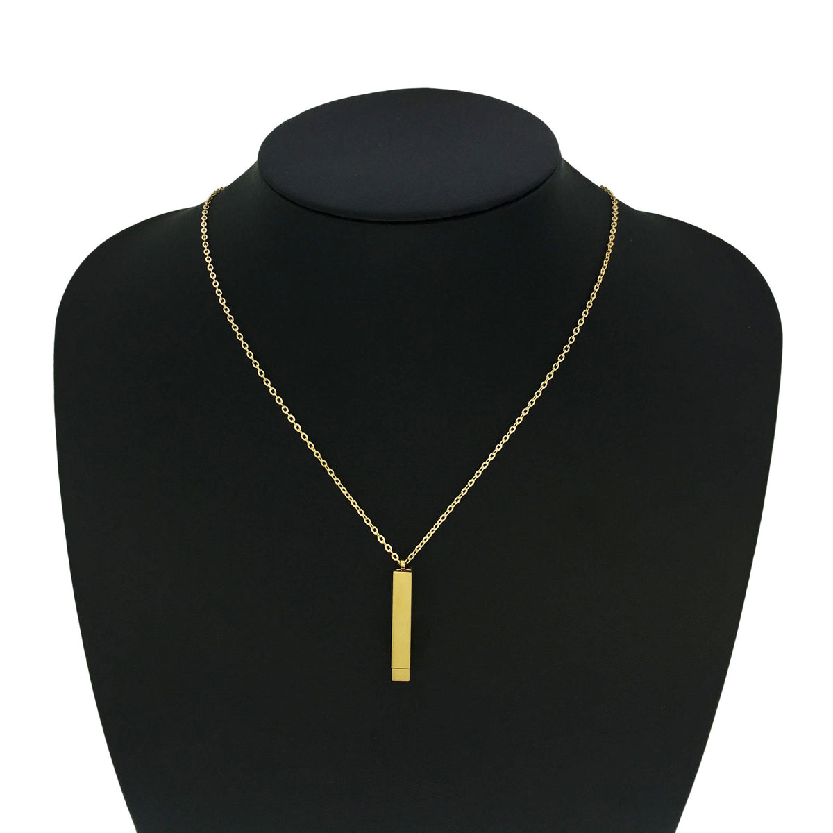 Stainless steel cube column pendant hidden engraved up and down pull-pull necklace accessories wholesale