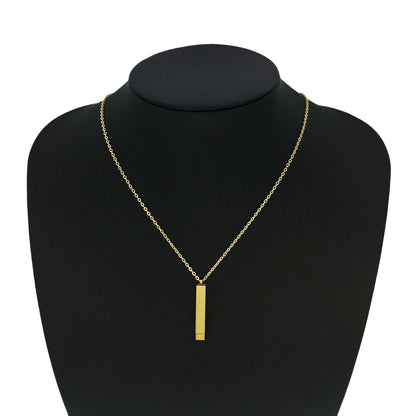 Stainless steel cube column pendant hidden engraved up and down pull-pull necklace accessories wholesale