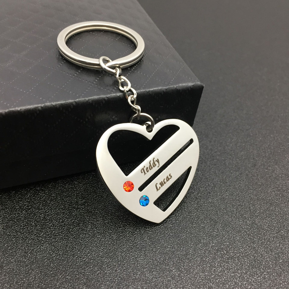 Heart cutout couple stainless steel keychain perfect gift
