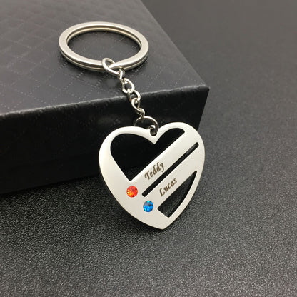 Heart cutout couple stainless steel keychain perfect gift