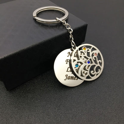Outer hole round dot drill key chain key chain ring stainless stell engraved name
