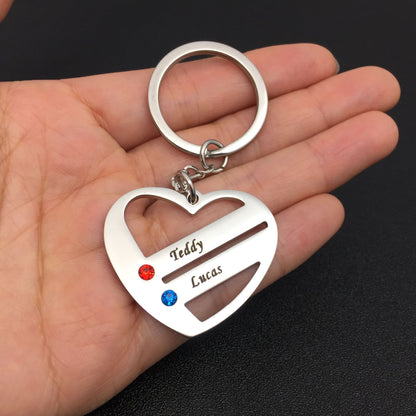 Heart cutout couple stainless steel keychain perfect gift
