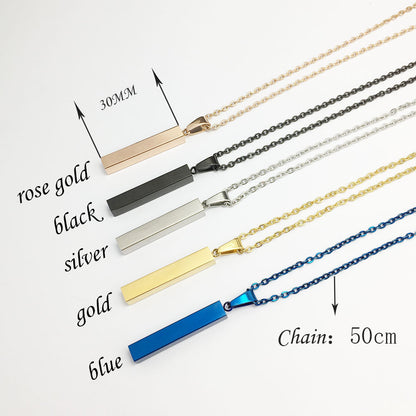 Stainless steel polished surface cubic column pendant necklace