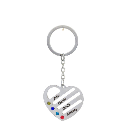 Stainless steel couple keychains with heart cutout you can engrave your own letters decorated  wish rhinestones