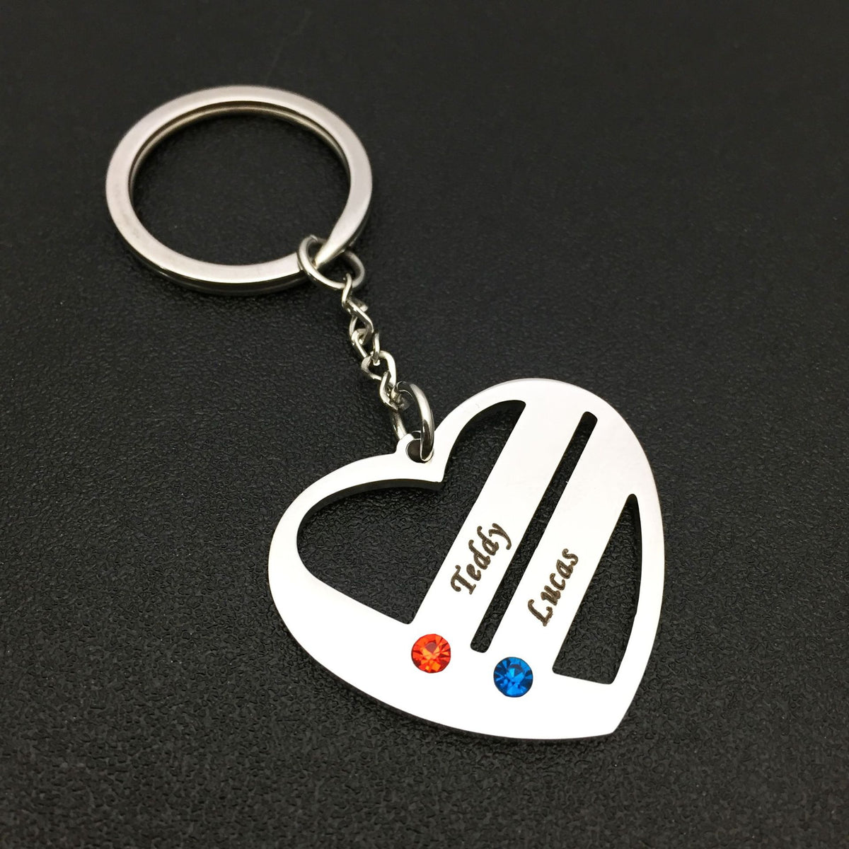 Heart cutout couple stainless steel keychain perfect gift