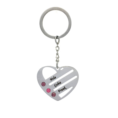 Heart Shape Stainless Steel Keychain Custom Names Family Gift Free Engraving