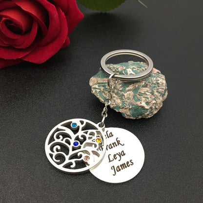 Outer hole round dot drill key chain key chain ring stainless stell engraved name