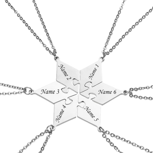 Titanium steel detachable star puzzle necklace &keychain Multi-Person friendship jewelry Custom Engravable