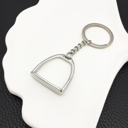 Stainless steel seirrup charm keychain gift for equestian fans custom laser engraved for text&organization logo