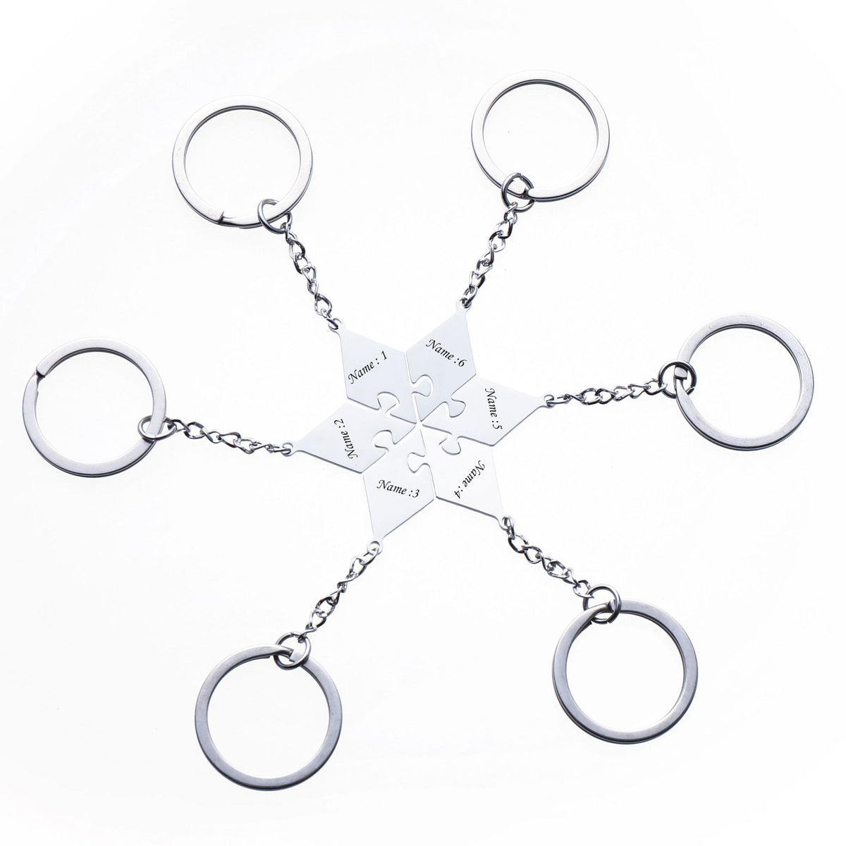Titanium steel detachable star puzzle necklace &keychain Multi-Person friendship jewelry Custom Engravable