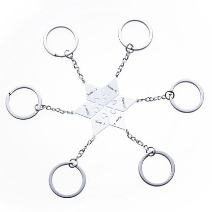 Titanium steel detachable star puzzle necklace &keychain Multi-Person friendship jewelry Custom Engravable