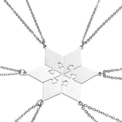 Titanium steel detachable star puzzle necklace &keychain Multi-Person friendship jewelry Custom Engravable