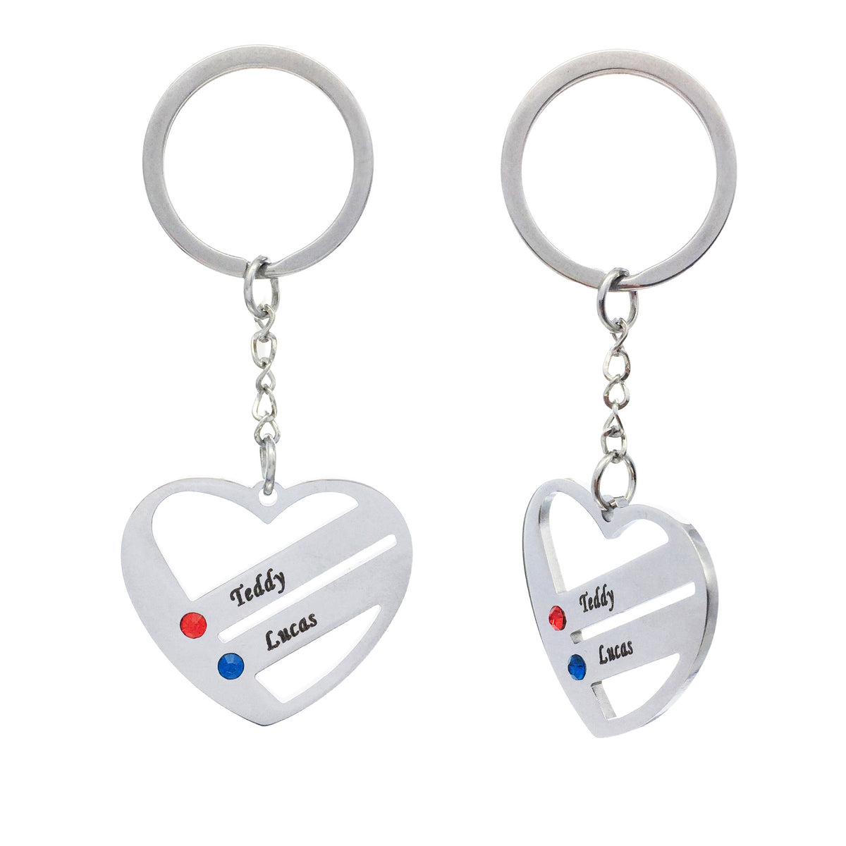 Heart cutout couple stainless steel keychain perfect gift