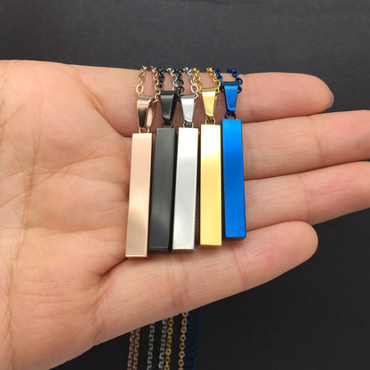 Stainless steel polished surface cubic column pendant necklace