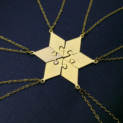 Titanium steel detachable star puzzle necklace &keychain Multi-Person friendship jewelry Custom Engravable