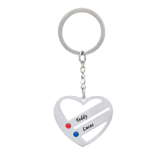 Heart cutout couple stainless steel keychain perfect gift