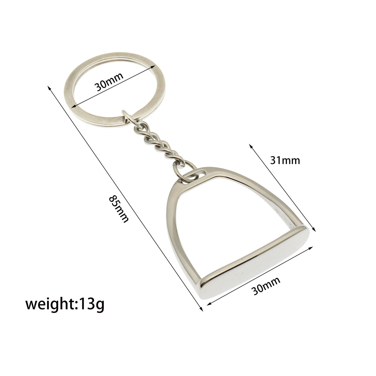 Stainless steel seirrup charm keychain gift for equestian fans custom laser engraved for text&organization logo