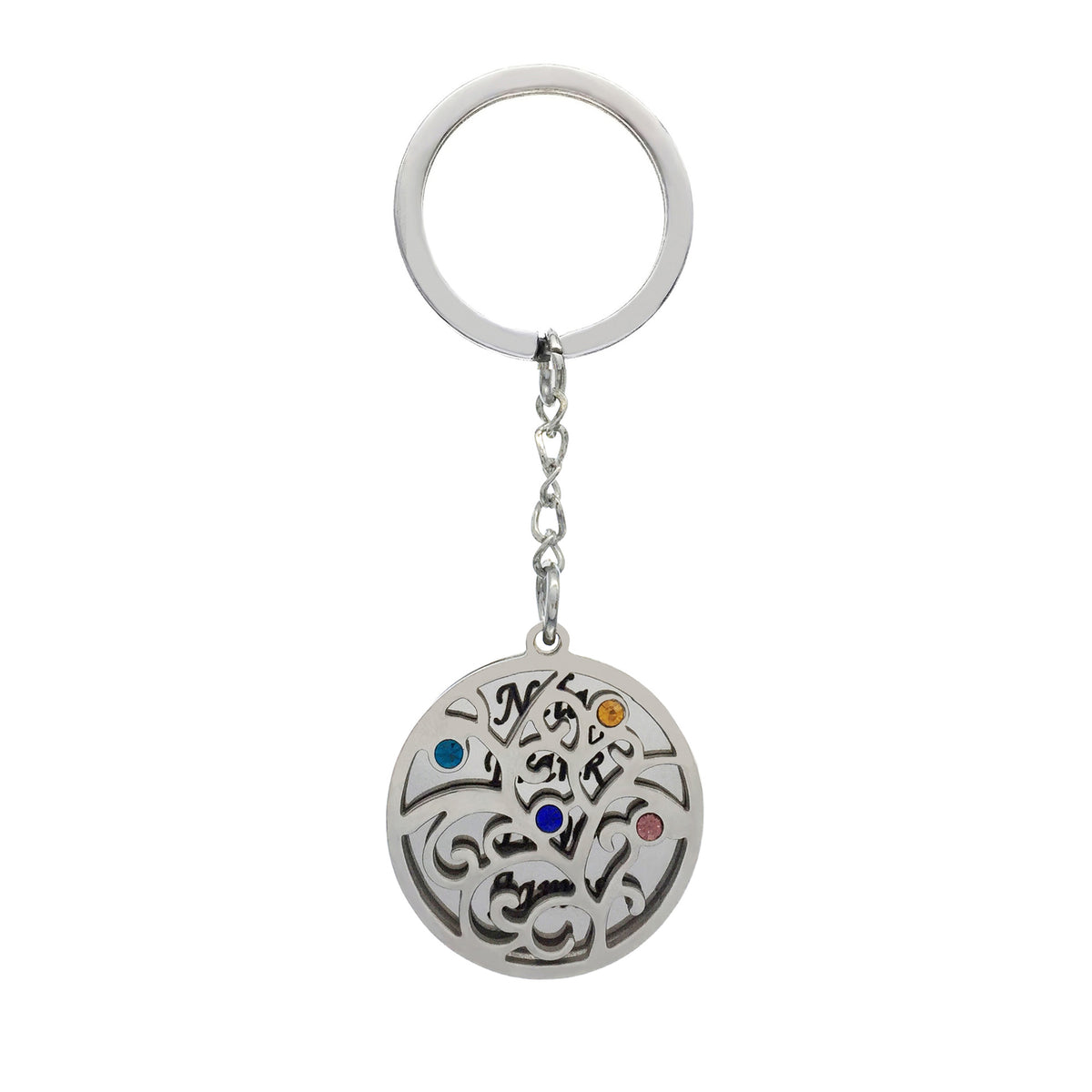 Outer hole round dot drill key chain key chain ring stainless stell engraved name