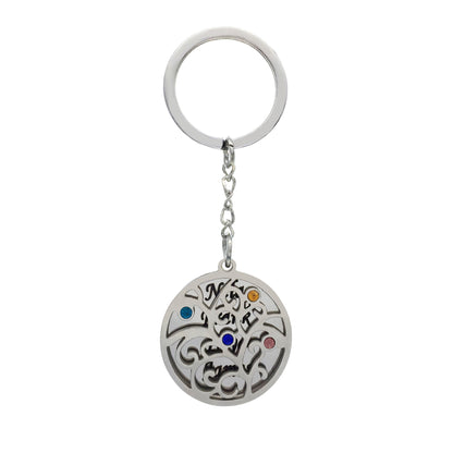 Outer hole round dot drill key chain key chain ring stainless stell engraved name