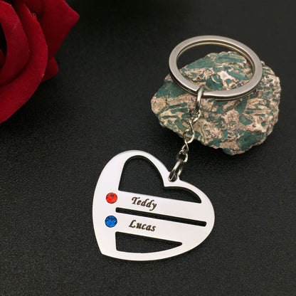 Heart cutout couple stainless steel keychain perfect gift